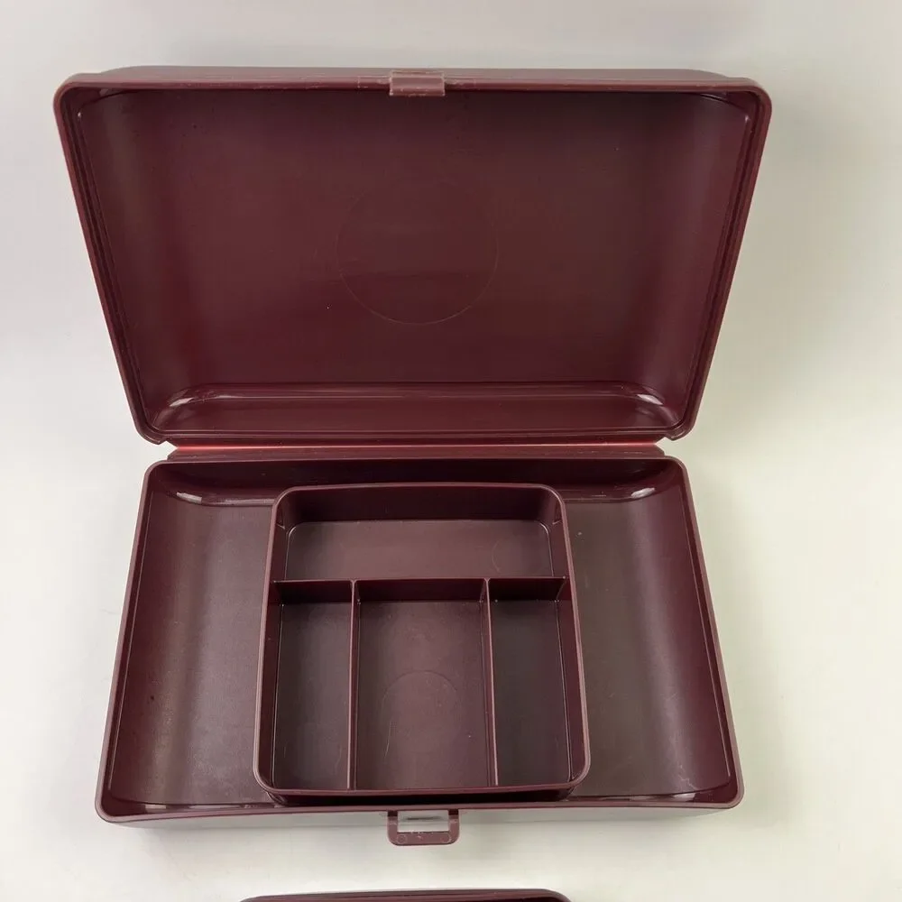 Vintage Brown Tupperware Personal Valet Travel/Food Case Organizer Good Shape!